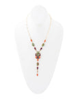 Regalia Blue Turquoise Purple and Orange Coral Golden Y Necklace