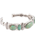 Ribbed Sterling Silver and Blue Turquoise Cuff Bracelet