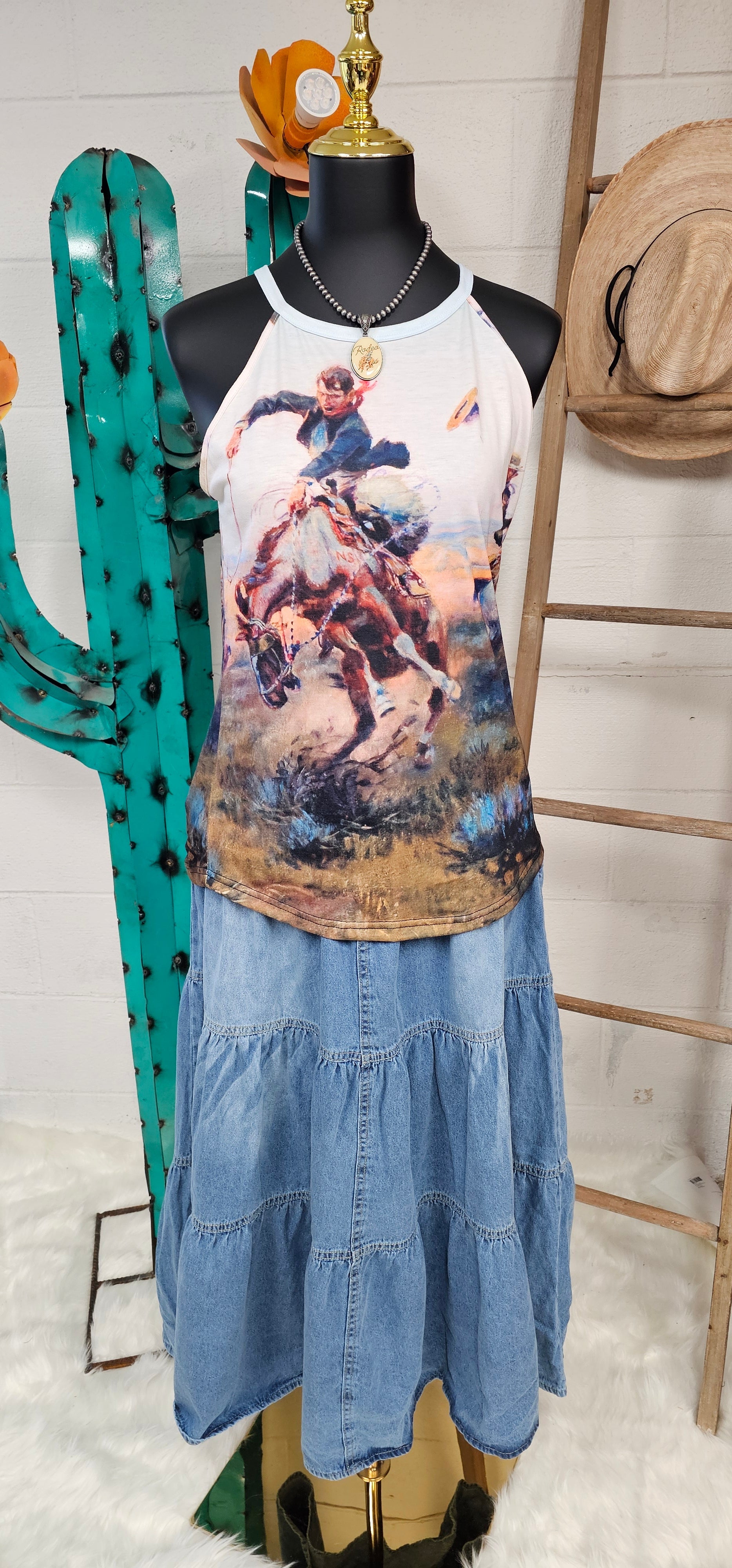 Vintage Western Cowboy Women&#39;s Tank Top