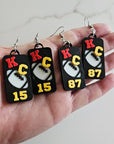 3D Print KC Chiefs Player Number Football Earrings choice of number