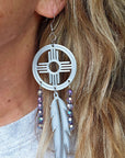 3D print Lightweight Silver New Mexico Zia Feather Dream Catcher Earrings Made in America