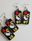 3D Print KC Chiefs Player Number Football Earrings choice of number