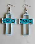 3D Print Christian Cross Faith Earrings Made in America