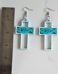 3D Print Christian Cross Faith Earrings Made in America