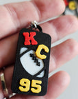 3D Print KC Chiefs Player Number Football Earrings choice of number
