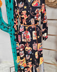 Vintage Cowgirl Collage Western Button-Up Long Sleeve Shirt Dress Duster