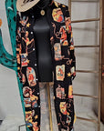 Vintage Cowgirl Collage Western Button-Up Long Sleeve Shirt Dress Duster