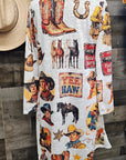 Vintage Cowboy Collage Western Lightweight Cardigan