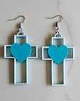 3D Print Christian Cross Faith Earrings Made in America