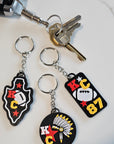 Set of 3 3D Print Chiefs Arrowhead Kc Kansas City 87 Football Keychains Made in America