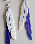 3D Print Double Feather Boho Earrings Made in America