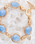 Roped Denim Blue Lapis Golden Link Bracelet