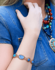 Roped Denim Blue Lapis Golden Link Bracelet