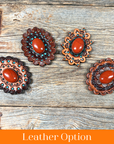 Rust Cabochon Stone - Leather Rosette Options -