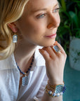 Santorini Cobalt Blue and White Golden Cuff Bracelet