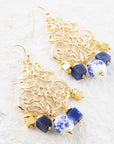 Santorini Cobalt Blue Lapis and Golden Chandelier Earrings