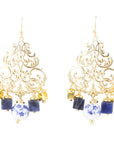 Santorini Cobalt Blue Lapis and Golden Chandelier Earrings
