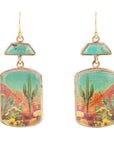 Scenic Sedona Desert Blue Turquoise Golden Drop Earrings