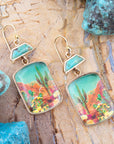 Scenic Sedona Desert Blue Turquoise Golden Drop Earrings