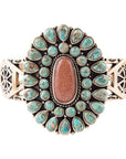 Sedona Blue Turquoise Goldtone Statement Cuff Bracelet