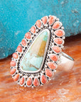 Sedona Turquoise and Orange Sponge Coral Ring