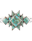 Sharp Blue Turquoise and Sterling Silver Cuff Bracelet