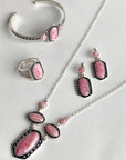 Shielded Pink Rhodonite and Sterling Silver Necklace