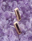 Short Linear Amethyst and Bronze Stud