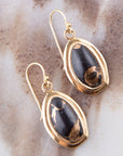 Shungite Matrix and Bronze Drop Earrings