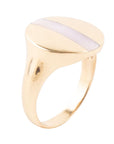 Signet Pink Opal and Bronze Circle Ring