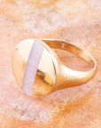 Signet Pink Opal and Bronze Circle Ring