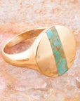 Signet Turquoise and Bronze Circle Ring