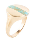 Signet Turquoise and Bronze Circle Ring