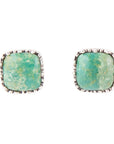 Squared Up Green Turquoise and Sterling Silver Stud Earrings