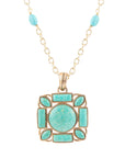 Squared Up Green Turquoise Pendant Necklace