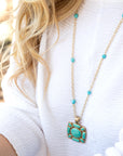 Squared Up Green Turquoise Pendant Necklace