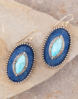 Stacked Blue Turquoise and Denim Golden Drop Earrings