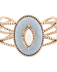 Blue Denim Dreams White Mother of Pearl Golden Cuff Bracelet