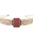 Stamped Orange Carnelian Golden Cuff Bracelet