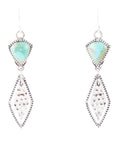 Sterling Silver and Turquoise Shield Drop Earrings