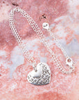 Sterling Silver Engraved Heart Pendant Neckalce