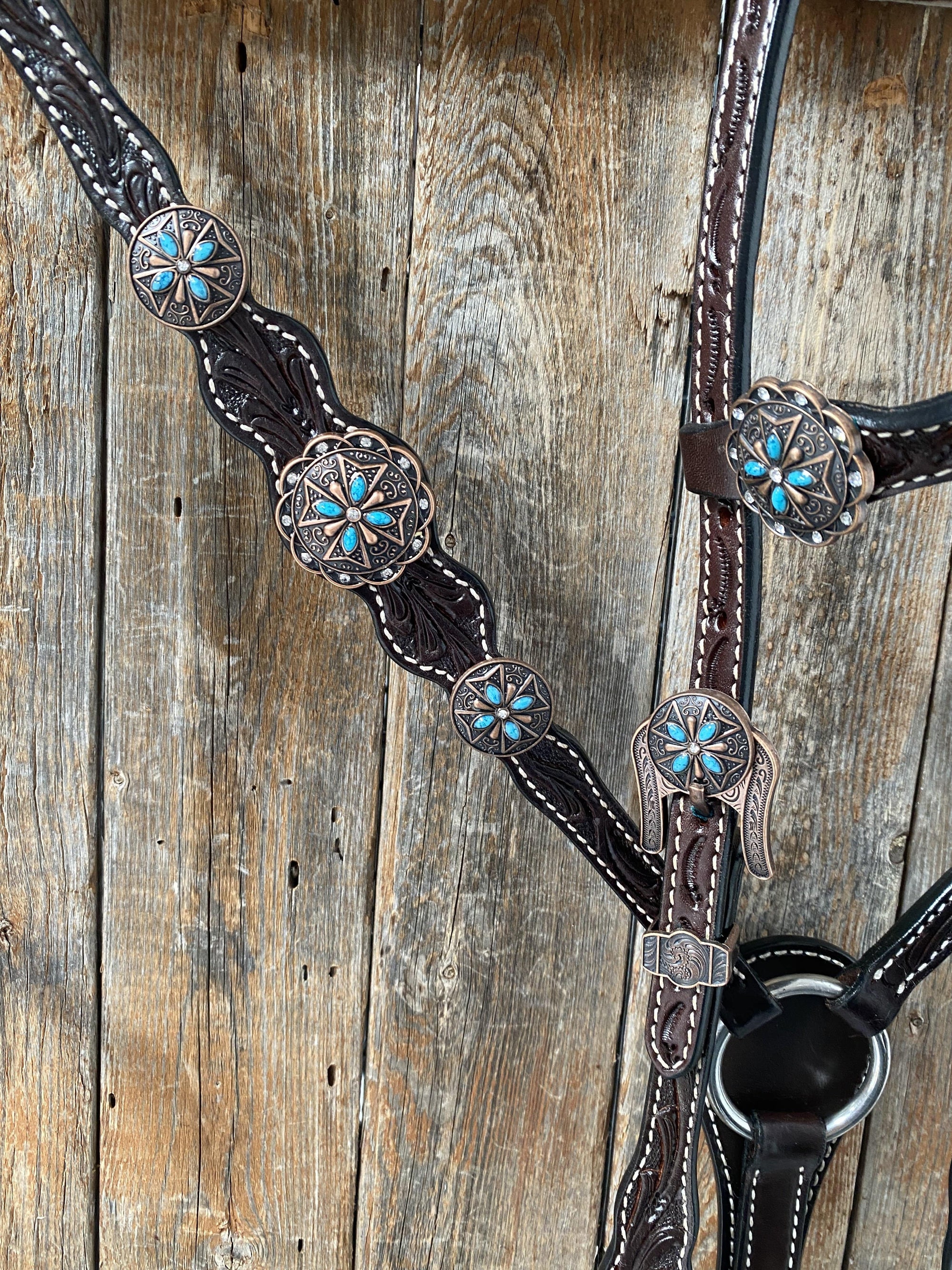 Dark Oil One Ear Headstall &amp; Breastcollar Set 