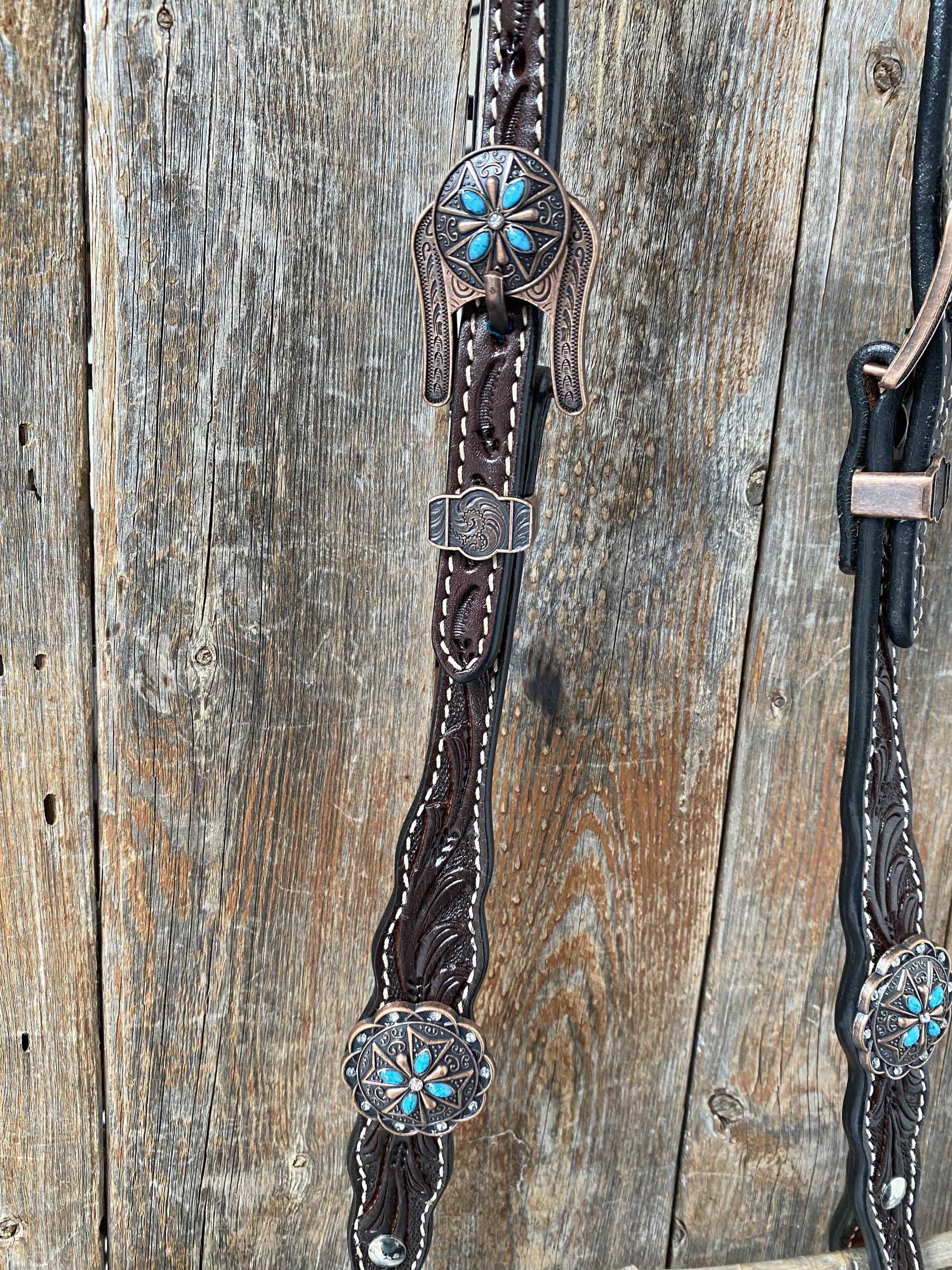 Dark Oil One Ear Headstall &amp; Breastcollar Set 