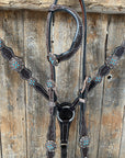 Dark Oil One Ear Headstall & Breastcollar Set 