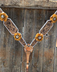Whipstitch Breastcollar - Yellow Roses & European Conchos 