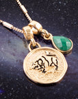 Taurus - Zodiac Green Malachite Golden Charm Necklace