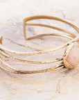 Terra Peach Moonstone and Golden Cuff Bracelet