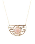 Terra Pink Peach Moonstone and Golden Bronze Necklace