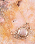 Terra Pink Peach Moonstone and Golden Bronze Necklace