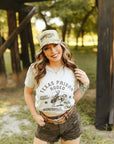 Texas Prison Rodeo Cowboy Raw Cut V-neck Graphic Tee